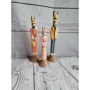 Scioto Ceramic Rabbit Figurine Hand Painted Lot 3 Bunny 1993 Easter READ